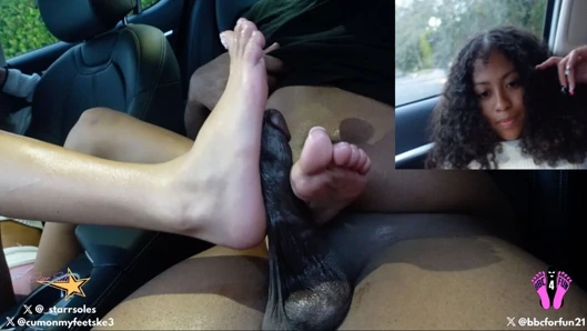Starrsoles Gives Me A footjob that ends with a post orgasm tourment handjob Pov1