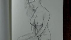Nude Step Mom's Boobs Drawing Pencil Art