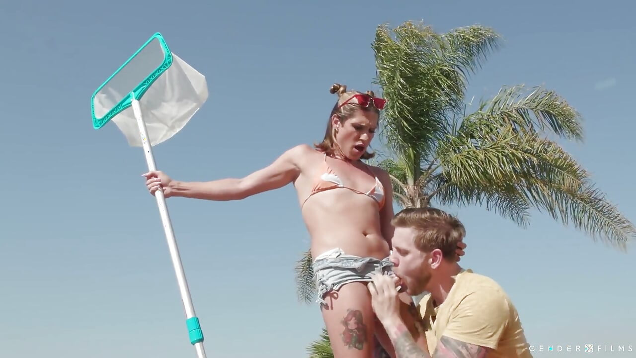 Genderx Films - Slutty Trans Poolgirl Cheers up Sad Hunk Wt Her Massive Cock