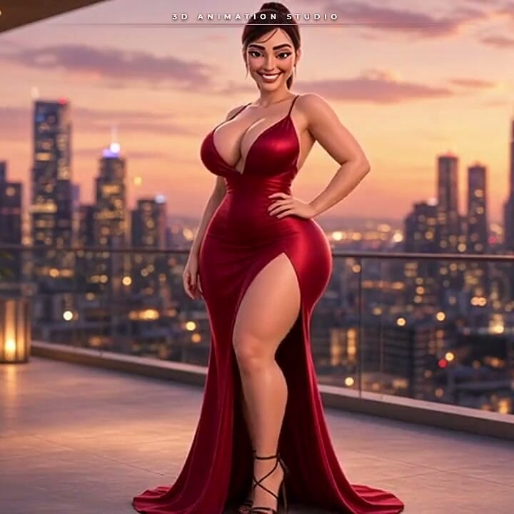 Elegant Brunette with a Hair Bun Strips on the Terrace - Dress to Lingerie