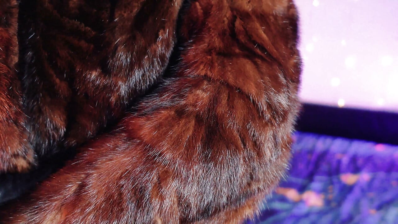 FUR FETISH video: beautiful Mistress tease and seduce. ASMR and JOI. Arya Grander.