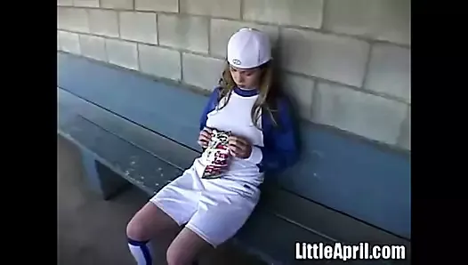 April loves baseball games and fingering