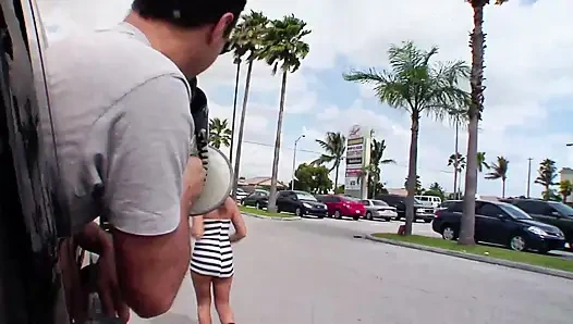Slut girl shows off her ass outdoor and she's fucked by her mad boyfriend