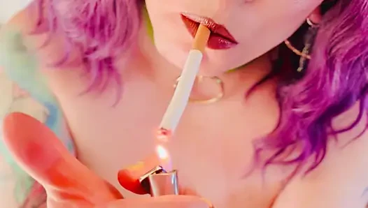 The Lovely Miss Tina Snua Smokes A Cigarette With Dangles, Drifts & Close Ups