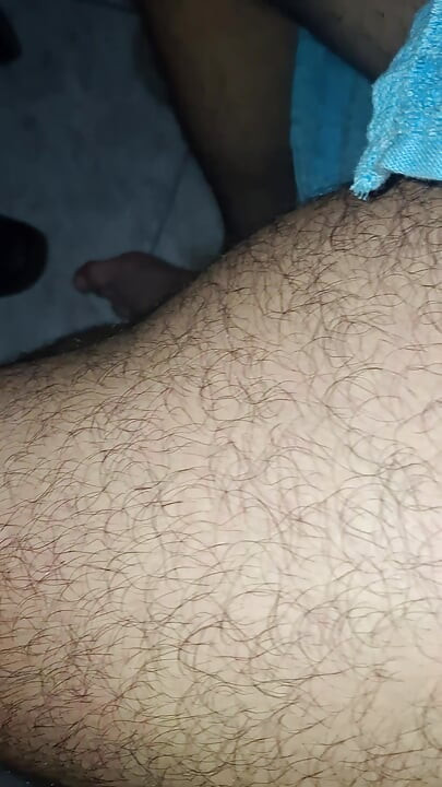 Hairy man, ready for bath