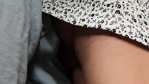 She Accidentally Touch Stranger's Dick Inside Train. He Slide His Penis Under Her Skirt and Cum