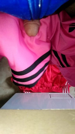 Cum On pink Adidas Firebird Trackpants