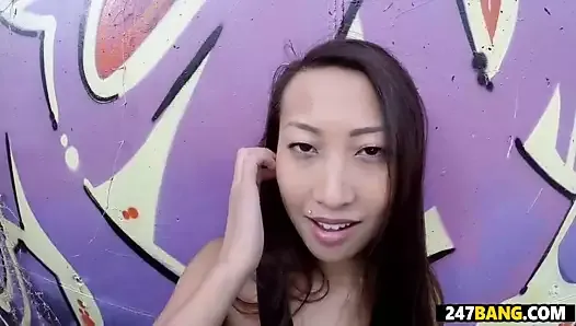 Eating Asian Pussy in Public