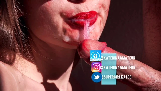 Sexy Close-Up Blowjob with my GF Red Lips 4K KaterinaAmateur