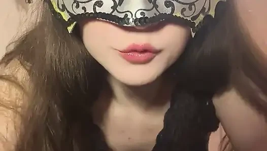 Russian long-legged slut in high heels and stockings seduces with dance and vulgar tongue