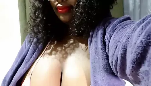 Chubby African girl shows huge ass and boobs on cam