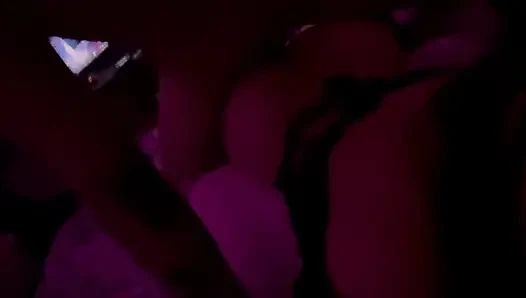 Real Couple Intimate Moment Under Red Lights