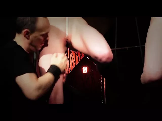 2 slaves tied, spanked and fucked in dungeon