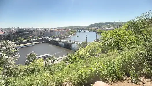 Public fun with a stranger in Prague