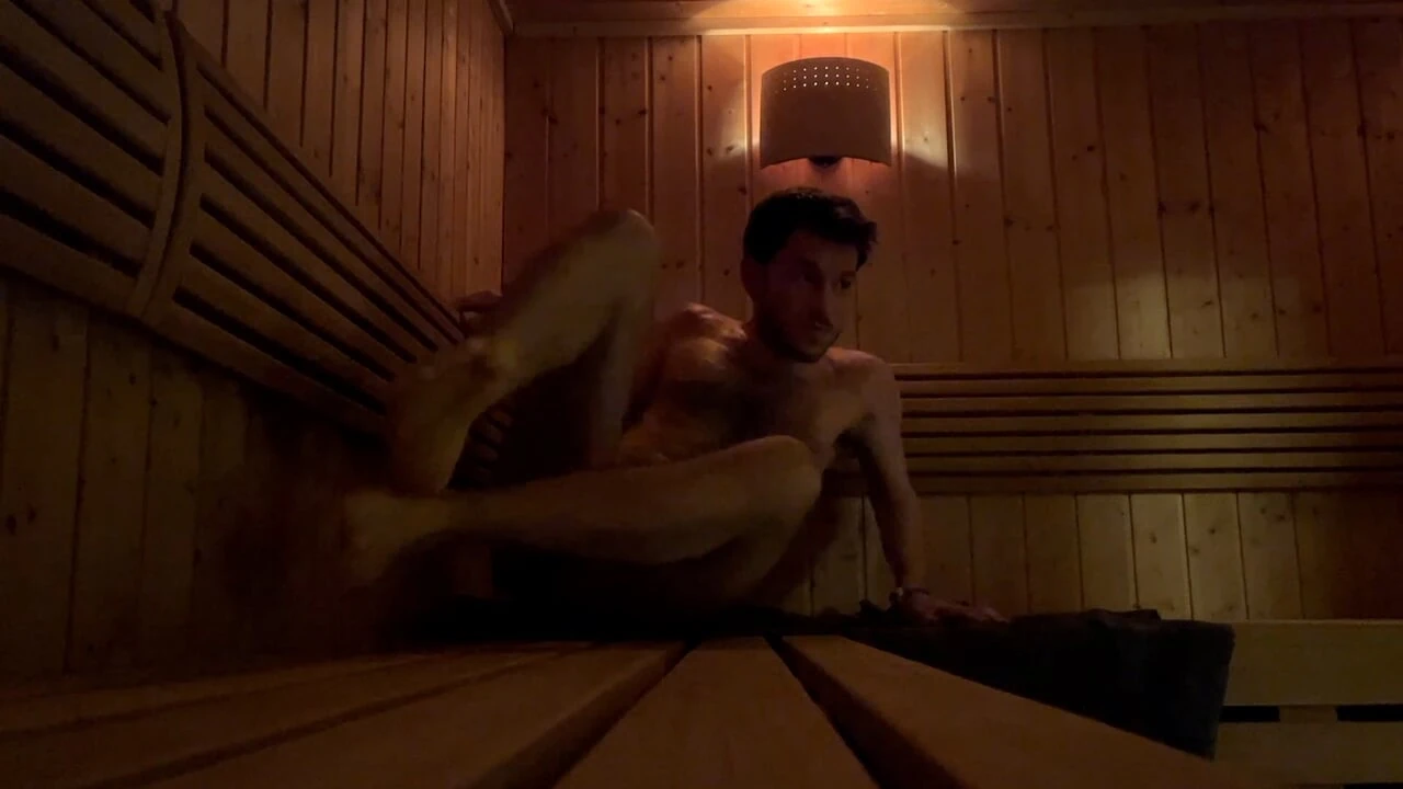 Gay man caught masturbating in a public sauna
