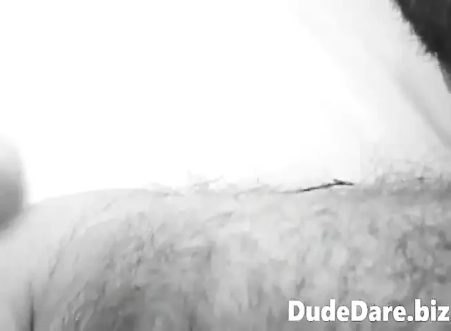 Black and white clip of horny bear jerking off erotically