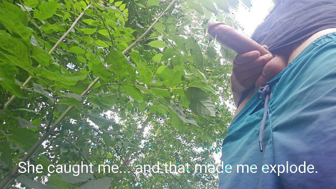 Risky Outdoor Jerk off - Almost Caught & Huge Cumshot in the Woods