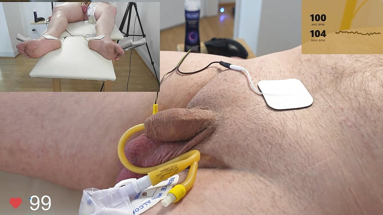 Strong orgasm with 20 French Foley Catheter and Electro Stimulation