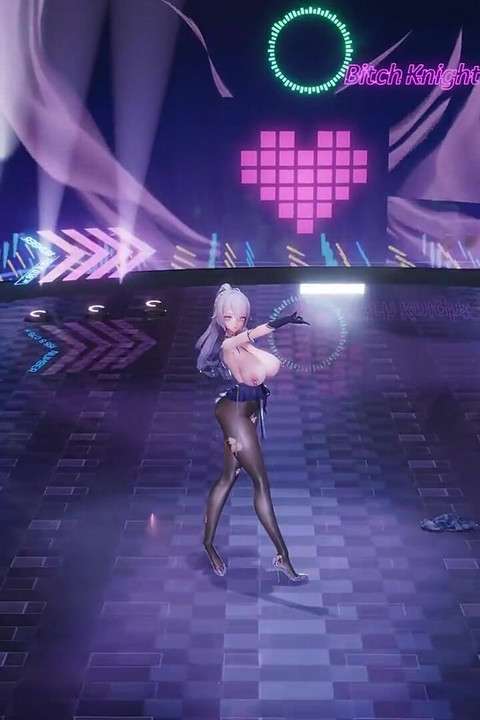 晃動的乳房，無底迷你裙，無襠黑色絲襪