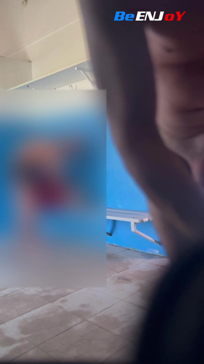 BeENJoY- Naked in the men's collective changing rooms of the pool with another man, the lady at the reception rinses… | Clip 1