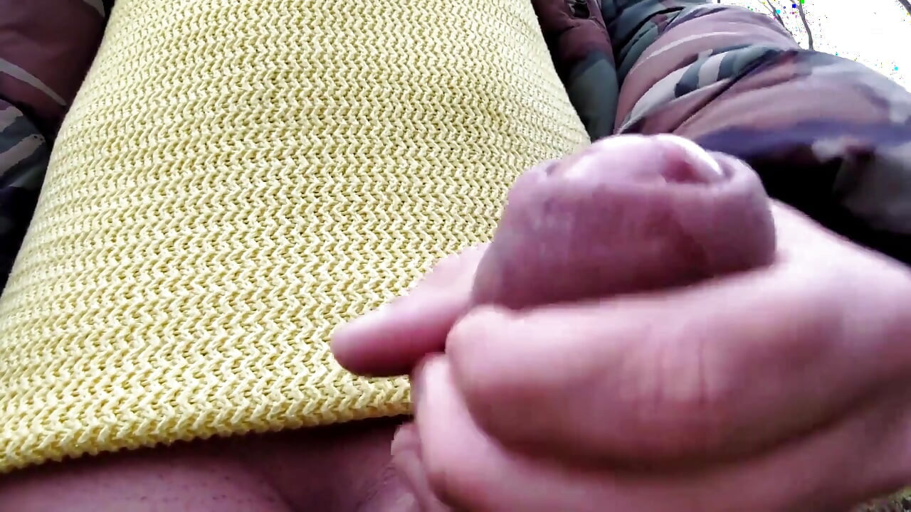 Jerk off in the Woods with Close up Uncut Cock and Balls