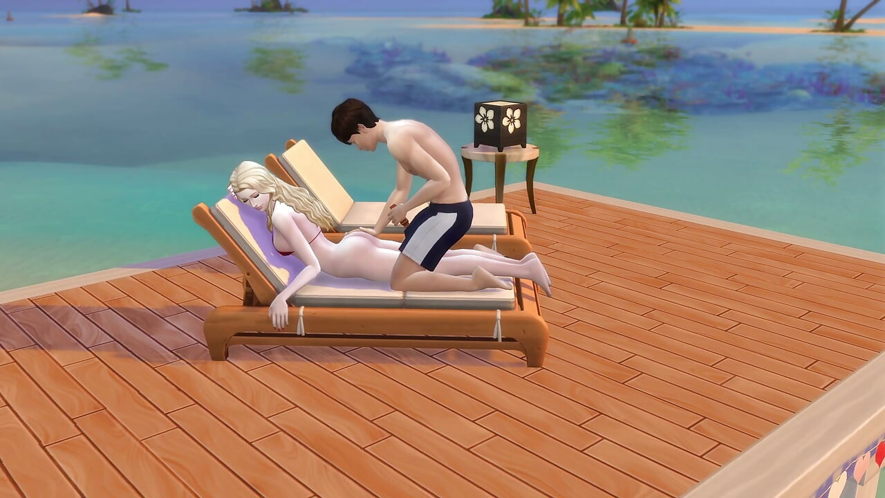 Couple gets excited on a day at the beach