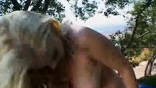 Perfekte blondine im wald anal gebohrt