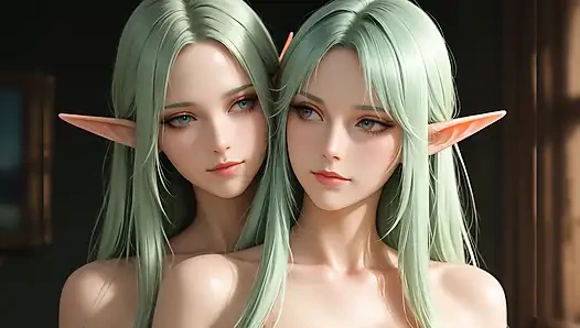 Lustrender Слайд-шоу: красивый обнаженный эльф делает минет с поворотом направо, искусство - Ai Видео