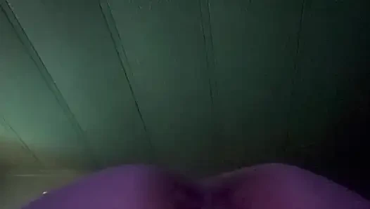 Orgasm forces dildo out of this tight bent over pussy