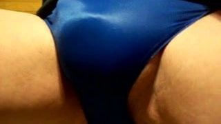 panty bulge blue close up