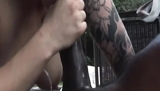 Tattooed MILF Deepthroats Massive BBC with Sloppy Drool