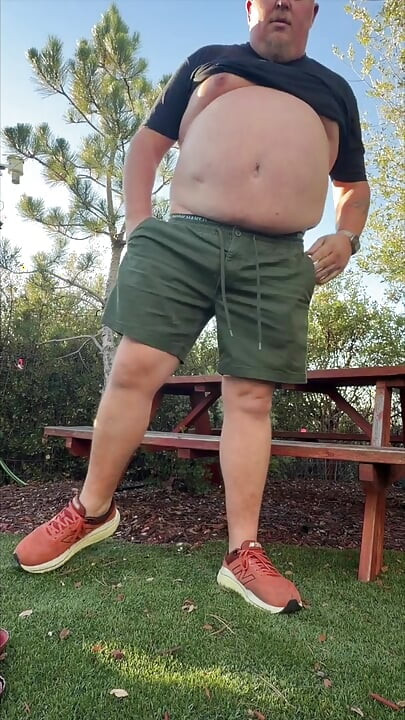 Chubby Guy Almost Caught Playing with His Soft Cock