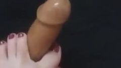 Play with dildo, Oil, Foot fetish, Footjob, Foot porn