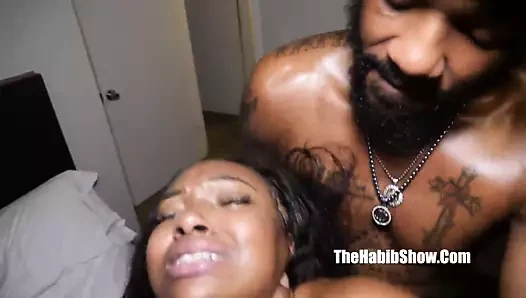 Ebony Blu Meree fucks Cameron Cox with her tight pussy