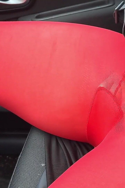 No Panty in Red Pantyhose