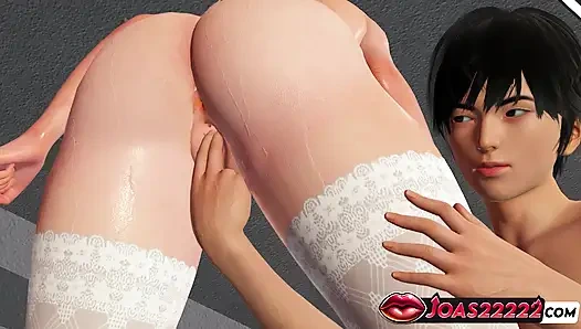 Горячая медсестра Yoshida подпрыгивает, 3D хентай - тугая задница трахает пальцами, двойное проникновение вибратора и g-Spot сквирт