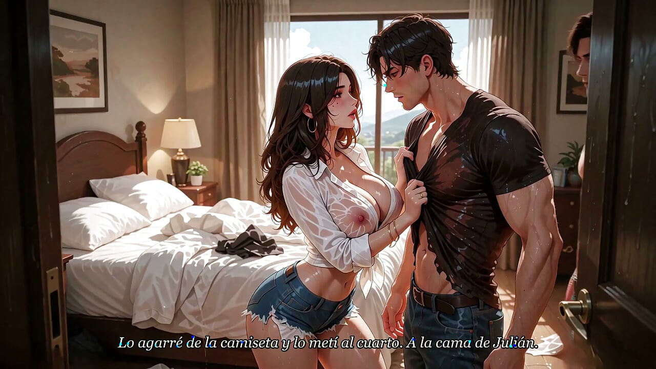 LENA EP1: MY BEST FRIEND'S WIFE IS A SLUT: SHE SOAKED ME WITH THE HOSE AND FUCKED ME IN HER DOUBLE BED - ANIME - AUDIO IN SPANISH - A