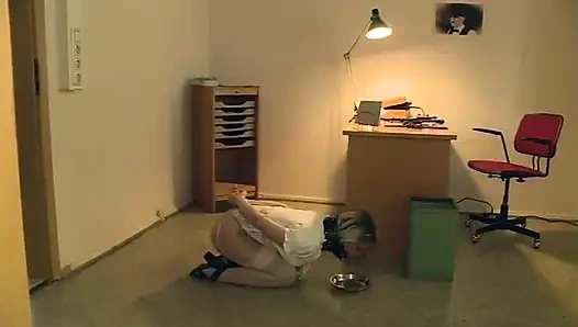 Big Breasted Slave Gets Punished with Sex Drill in the Office by Two Girlfriends