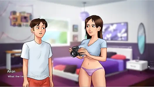 Summertime saga - gameplay - roleplay - wet shirt pregnant teen and teen's photoshoot