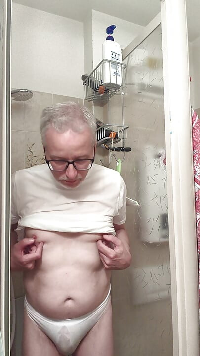 Wet T-shirt and Wet Underpants While Showering