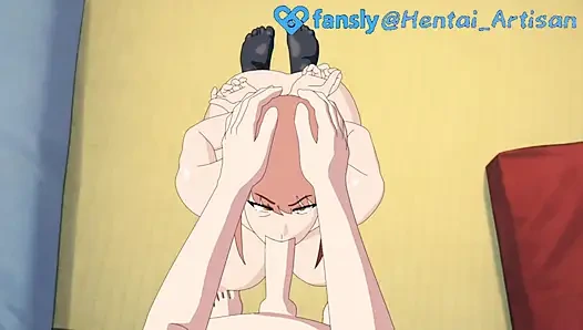 MAKIMA FULL HENTAI  BLOWJOB POV  DOUBLE PENETRATION  DEEPTHROAT