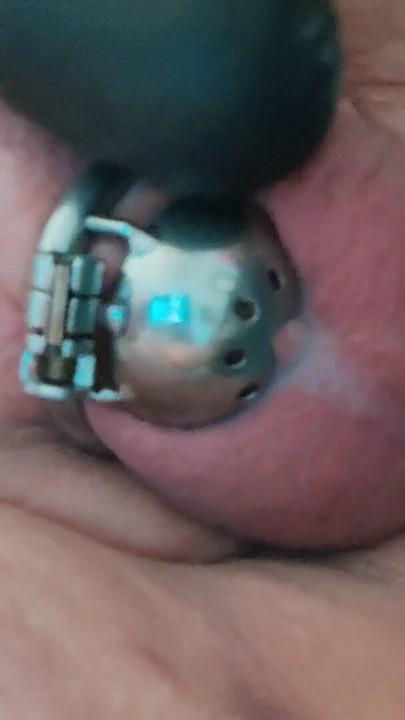 Emotional moment from "Fat sissy’s ruin orgasm in chastity"