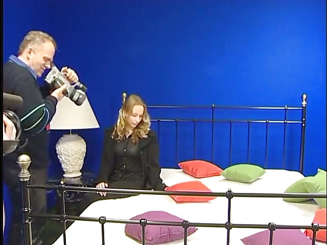 Sexy blonde teen sucks an older guy's cock at the casting