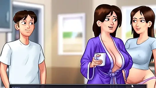 Summertime saga - Johannes played with Eve's pussy and she gave him a handjob