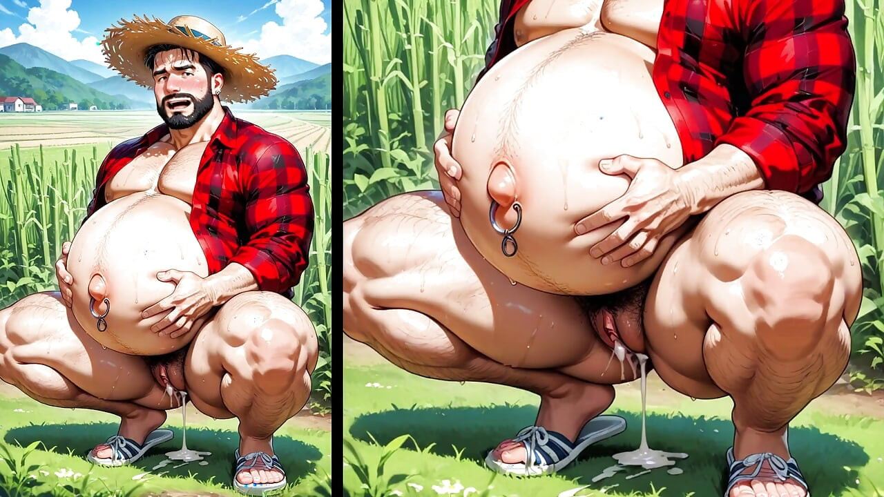 怀孕的Ftm农民在田间闪闪发光的感性写真. Bara Hentai动画.