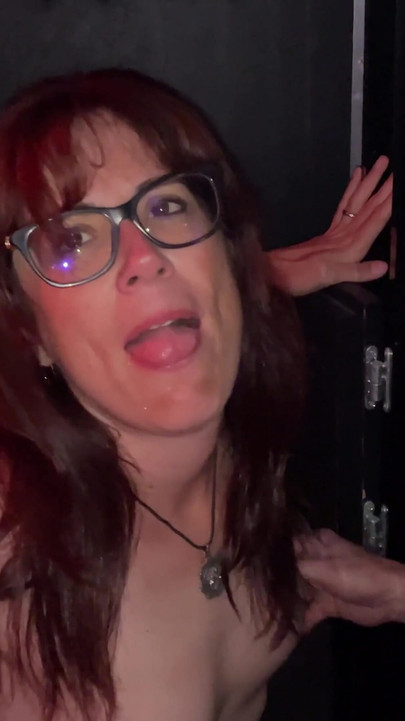 Spectacular moment from "Wife sucking and fucking bareback at the gloryhole with hubby and strangers"