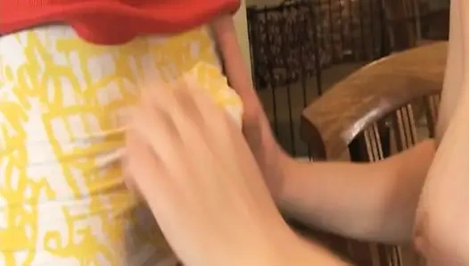 Amazing mature stepmom in white stockings fucked