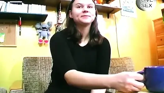 Brunette Amateur Sucks Cock and Toys Herself