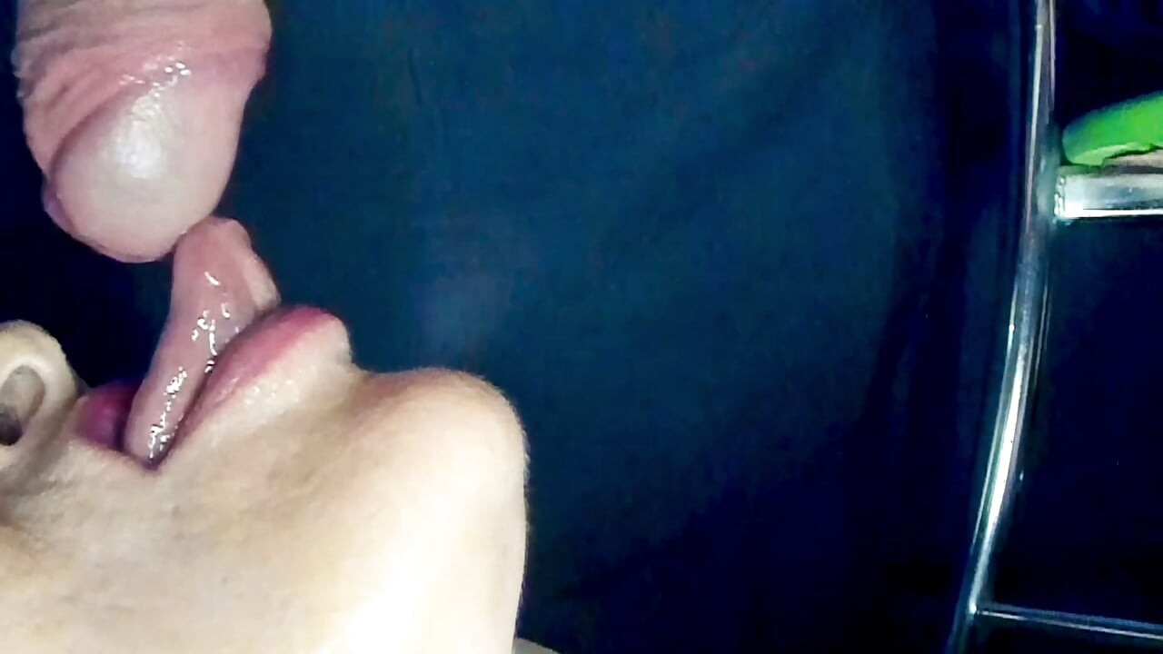 Stepmom sensual blowjob and cum in mouth close up
