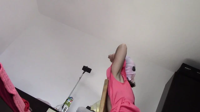 Amateur wife dancing naked at home. Amateur woman has fun trying on clothes and cutting them.